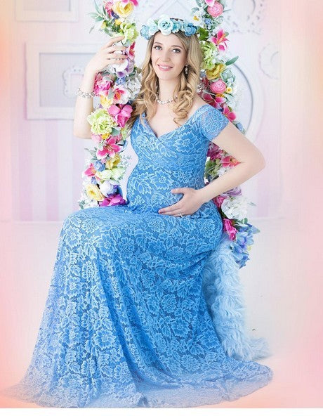 Maternity long tail short-sleeved dress