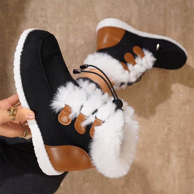 Fashion Round Toe Snow Boots Winter Warm