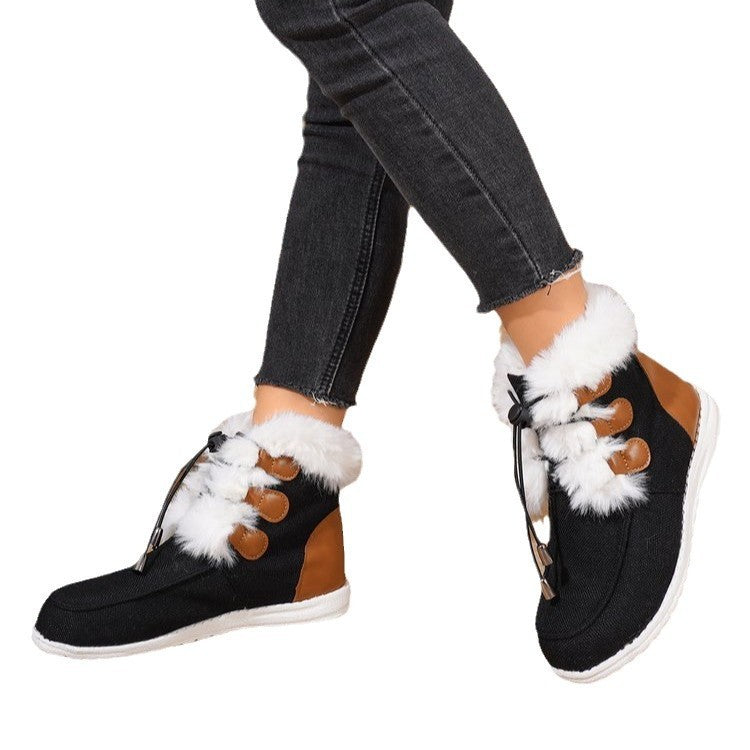 Fashion Round Toe Snow Boots Winter Warm