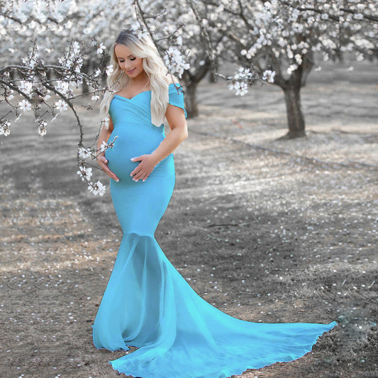 Women's Chiffon Pregnant Women's Floating Tail Photography Dress