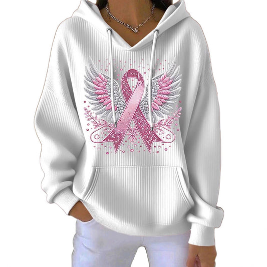 Striped Fabric Digital Printed Hooded Long Sleeve Women's Sweater