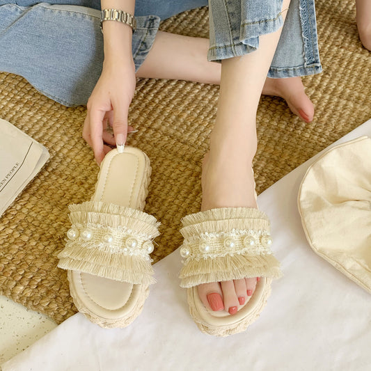 Rubber Faux Leather Korean Style Slippers