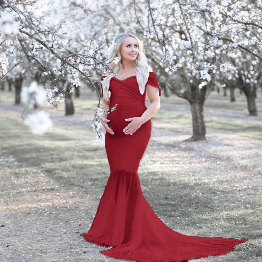 Women's Chiffon Pregnant Women's Floating Tail Photography Dress