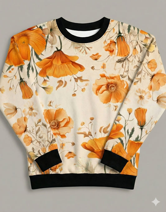 Watercolor Flowers Chinoiserie Art Prints Sweatshirt
