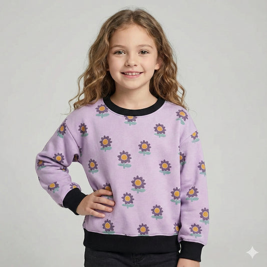 Flower Print Kids Sweatshirt