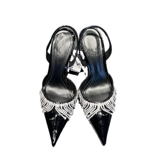French Rhinestone With Slingback Strappy Sandals