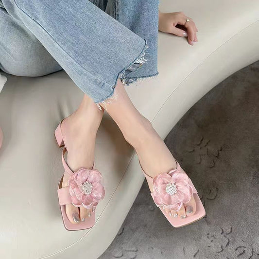Pearl Embellished Heel Sandals