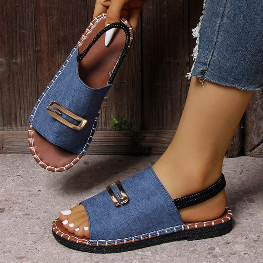 Plus Size Designer Slip-On Sandals for Women Printed Pattern