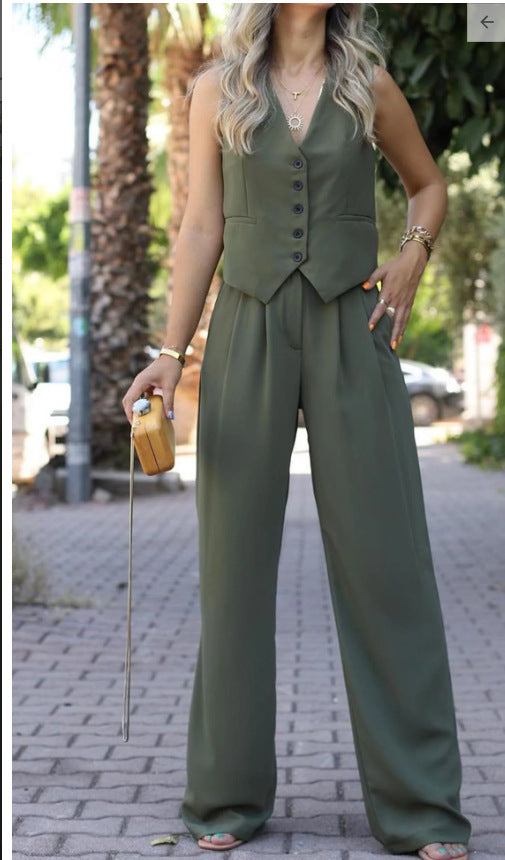 Sleeveless Waistcoat Vest Coord Set for Women
