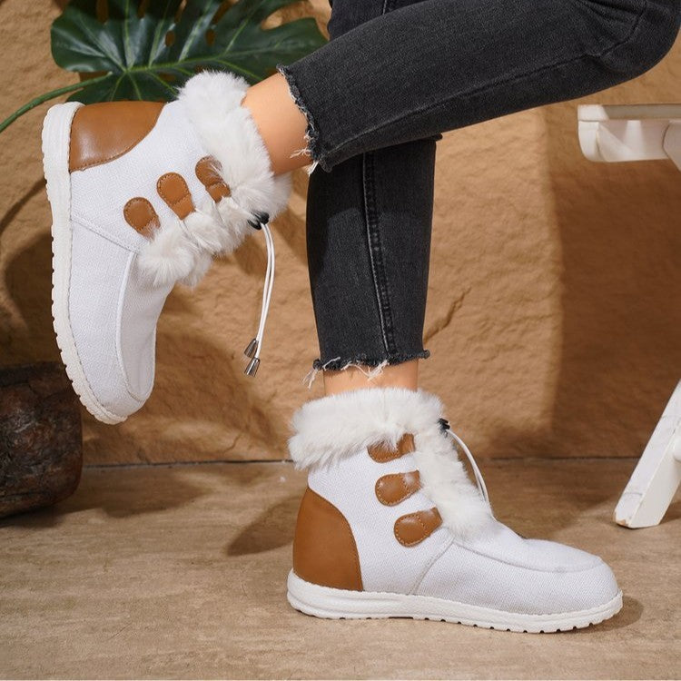 Fashion Round Toe Snow Boots Winter Warm