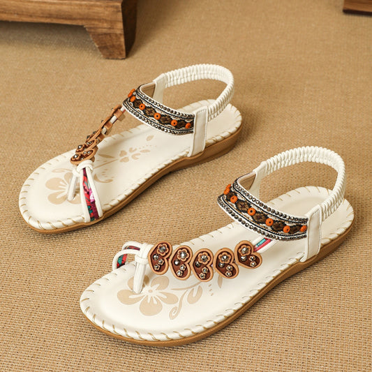 BohemianFloral Beaded Comfort Sandals