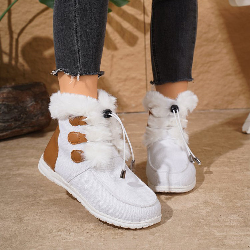 Fashion Round Toe Snow Boots Winter Warm