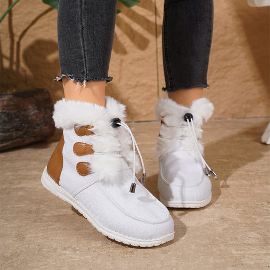 Fashion Round Toe Snow Boots Winter Warm