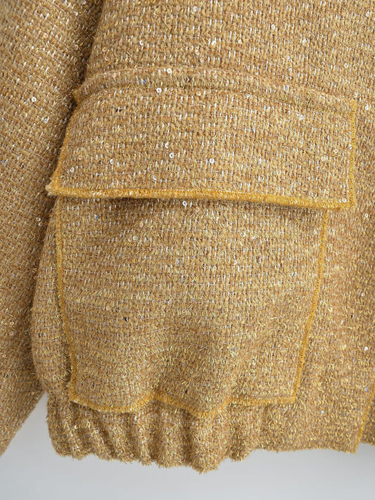New women's sequined small stand collar jacket