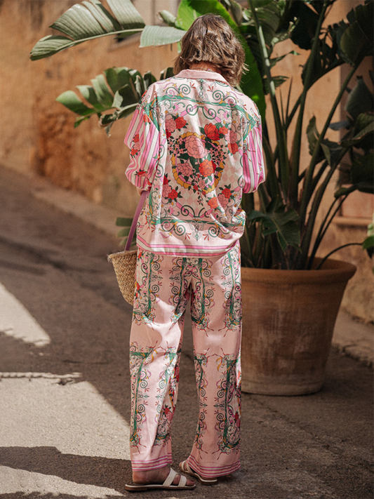 Pink Floral Print Coord Set for Women