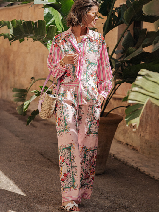 Pink Floral Print Coord Set for Women