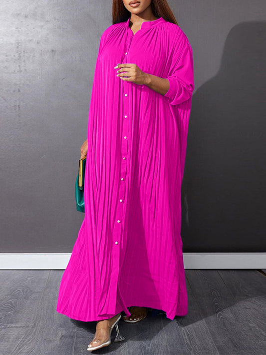 Plus size women's new fashion loose casual pleated dress-Stellar