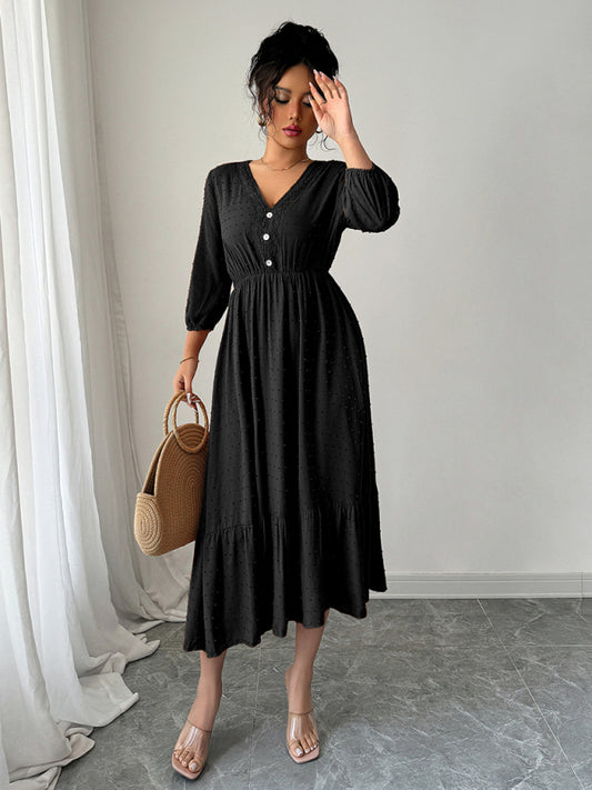 Simple lace patchwork dress-Stellar