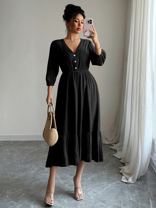 Simple lace patchwork dress-Stellar