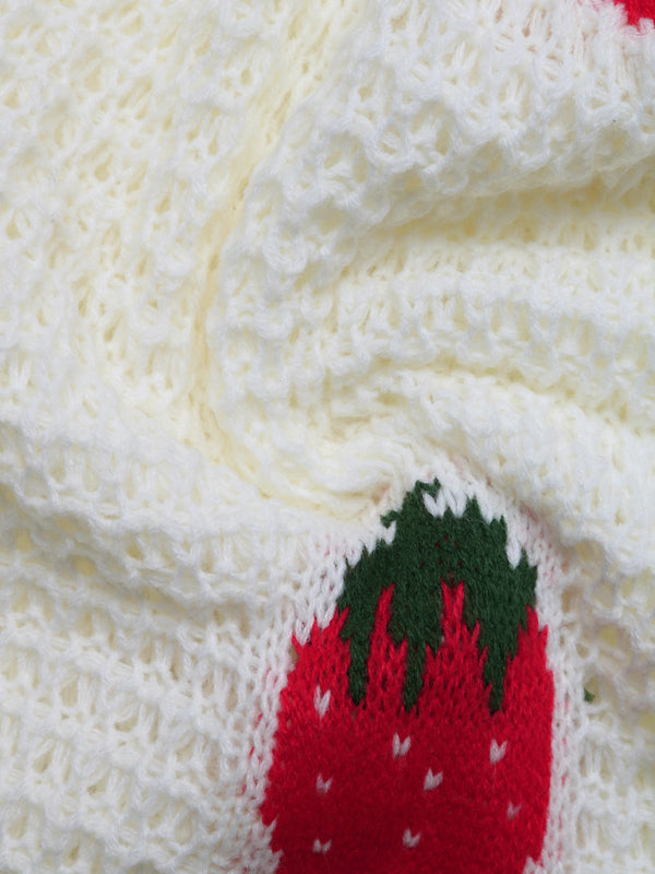 Casual Cardigan Strawberry Jacquard Knitted Sweater