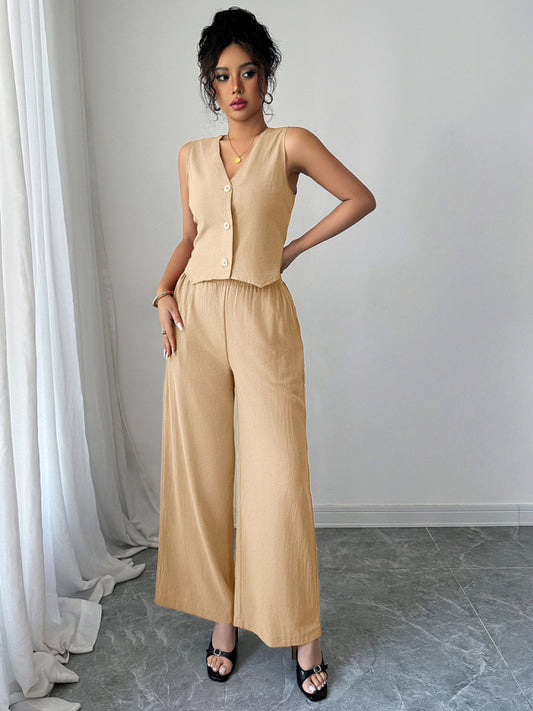 Sleeveless vest wide-leg trousers two-piece set for Women