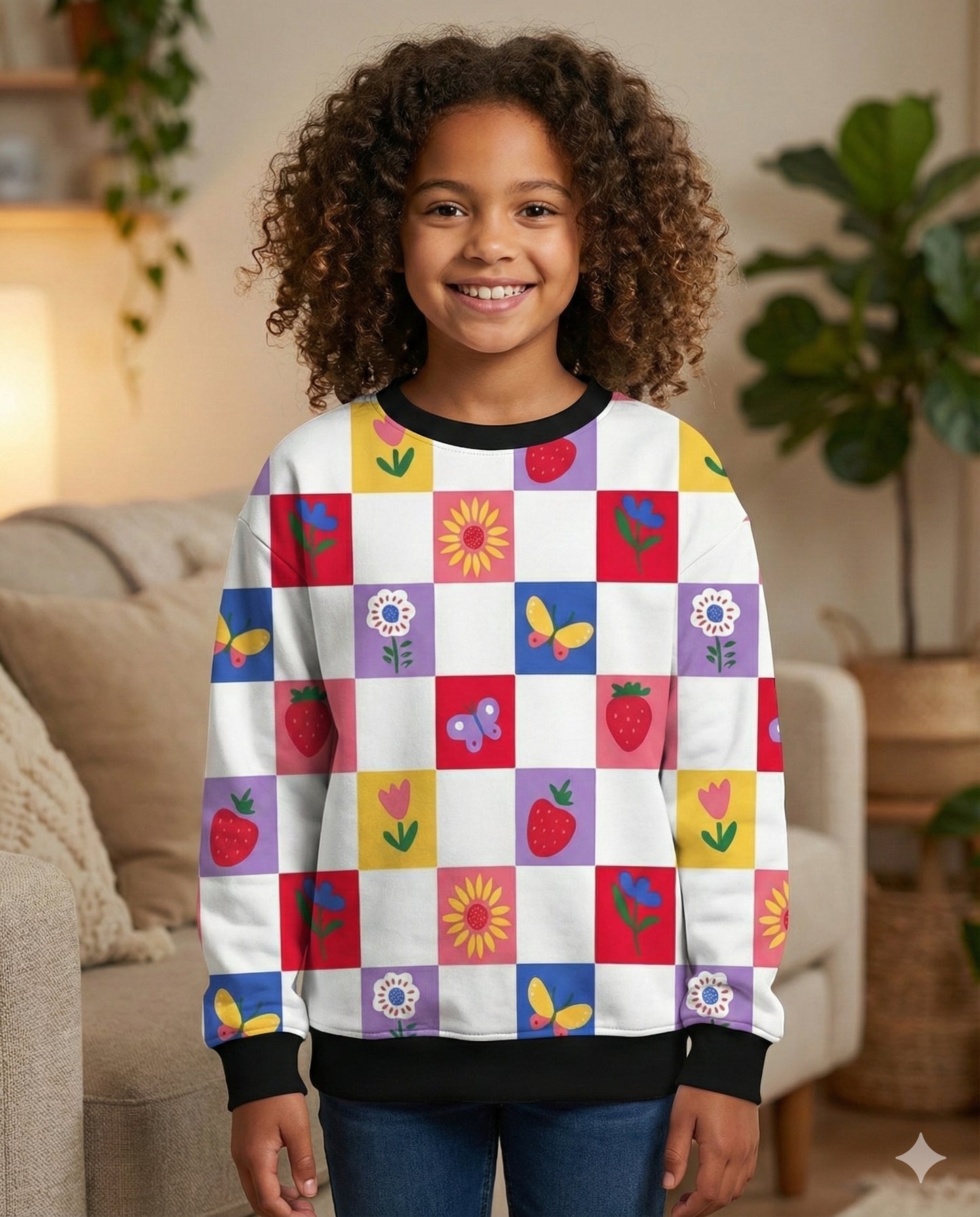 Checked Pattern Kids Sweatshirt
