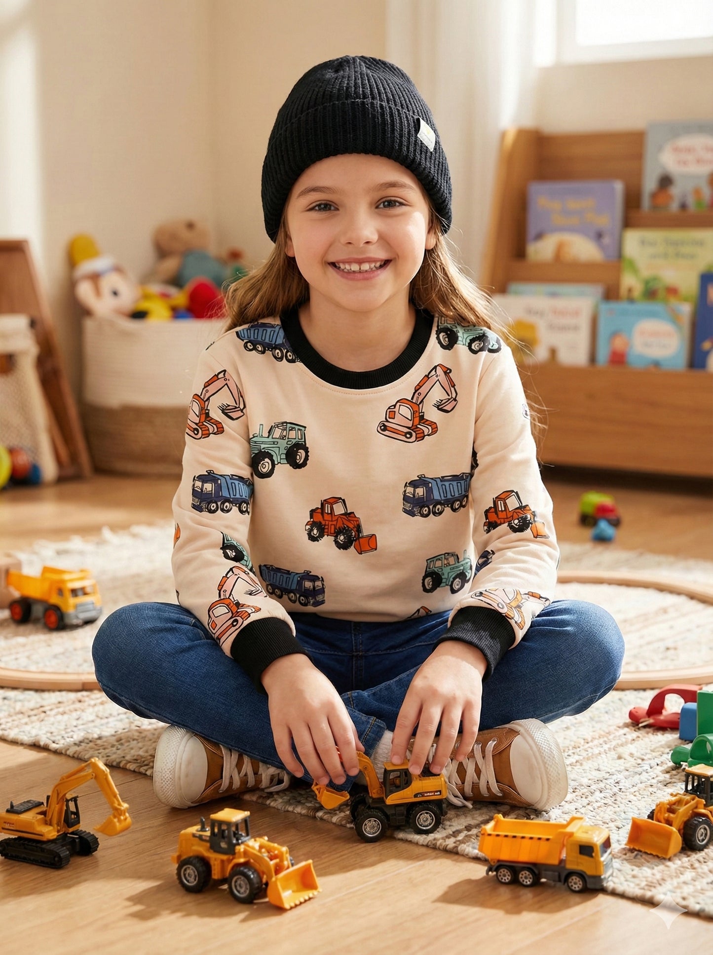 Vehicle Printed Kids Sweatshirt