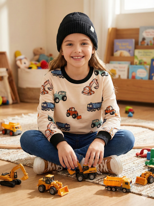 Vehicle Printed Kids Sweatshirt