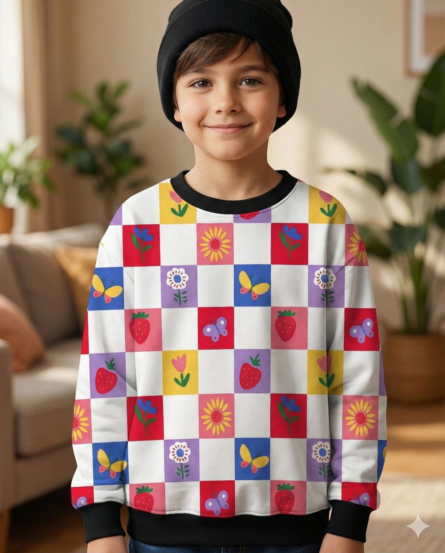 Checked Pattern Kids Sweatshirt