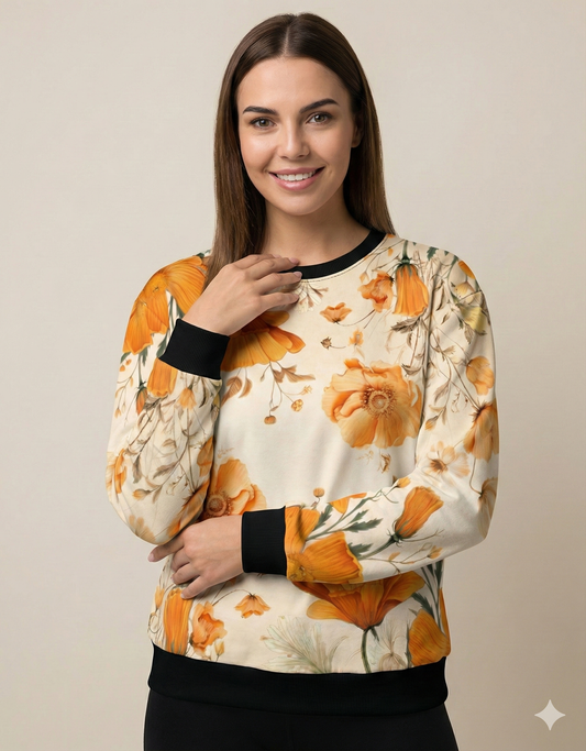 Watercolor Flowers Chinoiserie Art Prints Sweatshirt