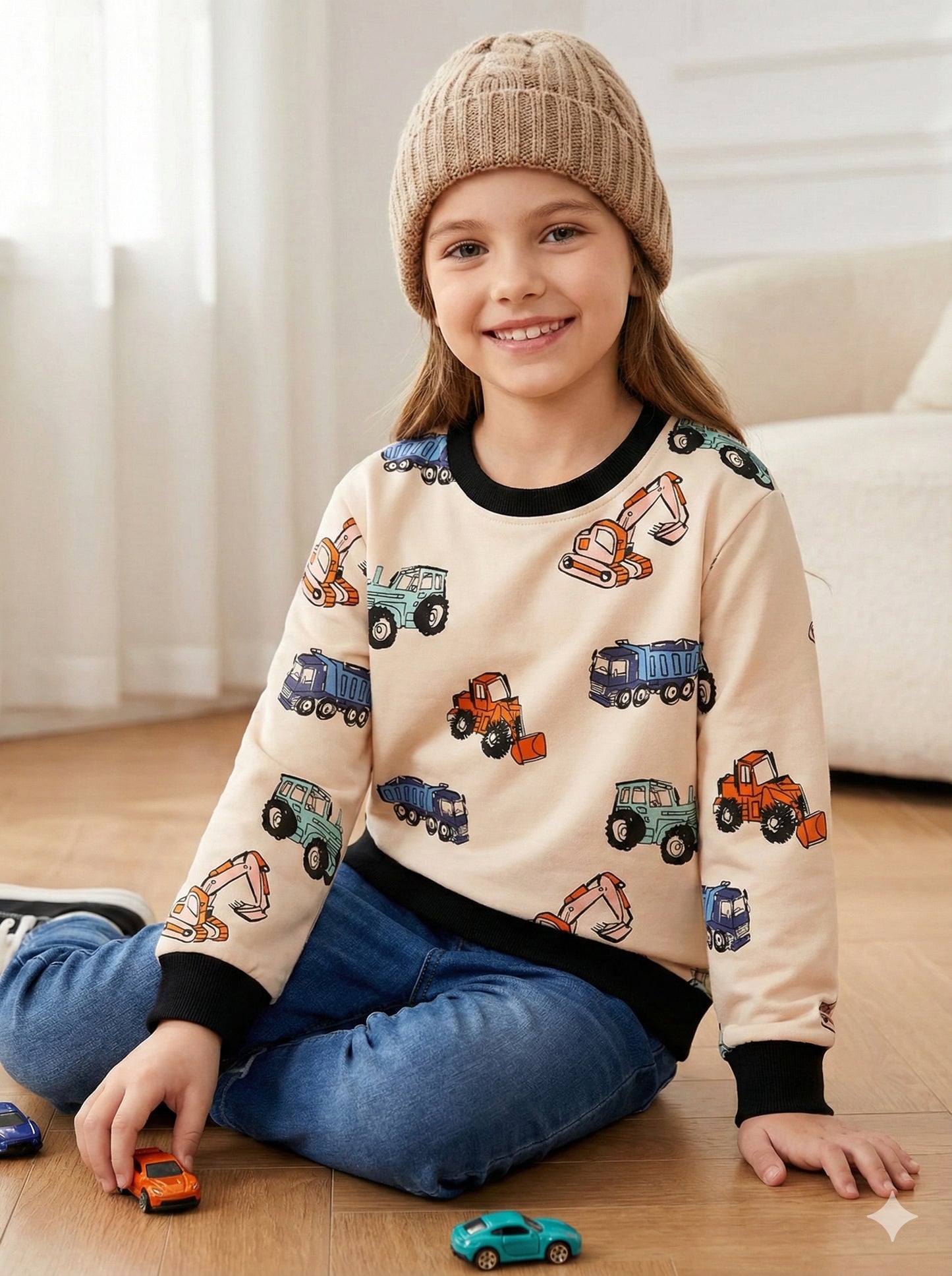 Vehicle Printed Kids Sweatshirt