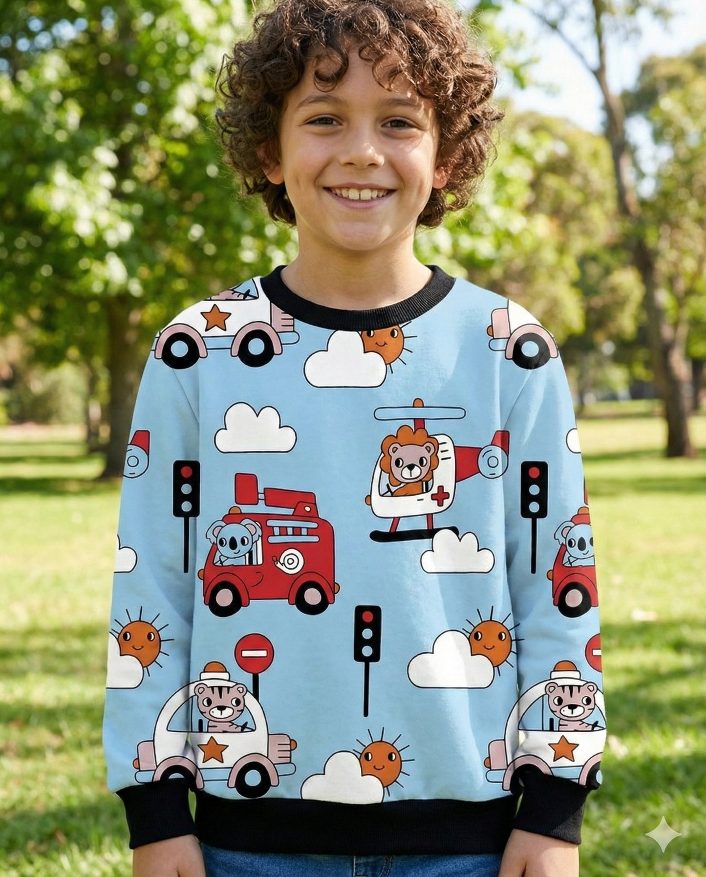 Vehicle Print Kids Sweatshirt