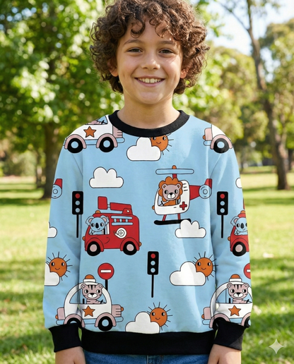 Vehicle Print Kids Sweatshirt