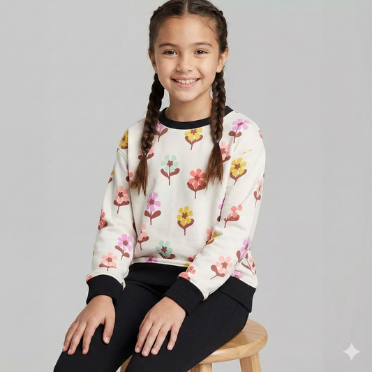 Colorful Flowers Kids Sweatshirt