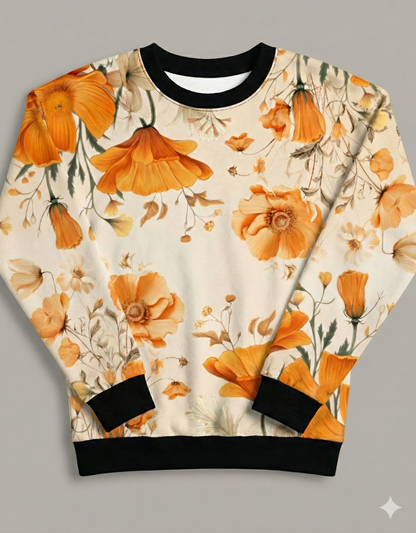 Watercolor Flowers Chinoiserie Art Prints Sweatshirt